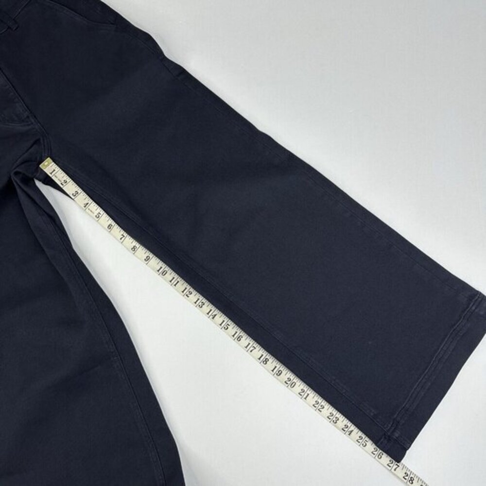 Everlane‎ Womens Wide Leg Crop Pant Navy Blue High Rise Cotton Chino Size 2 - Picture 9 of 11
